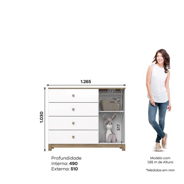 Comoda 4 cajones 1 puerta