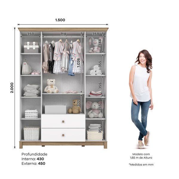 Ropero 4 puertas 2 cajones