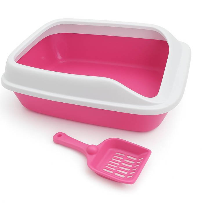 ARENERO SEMI CERRADO CON PALA SANITARIA ROSA