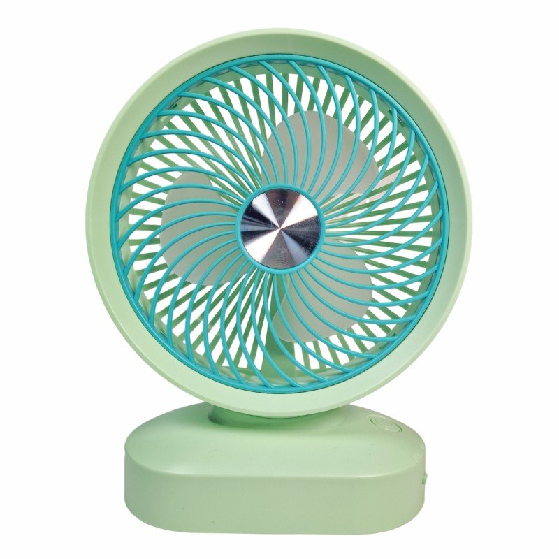 VENTILADOR DE MESA PORTÁTIL A BATERÍA RECARG. VERDE. 10