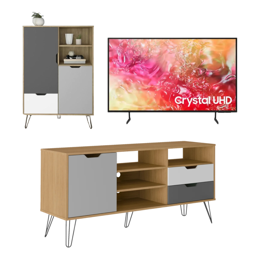 Combo 4 - Smart TV Samsug 50″ + Rack Ideal para TV de 60" + Aparador/Bar Alto