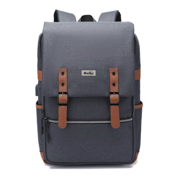 MOCHILA RIDE CON TAPA Y PRECINTOS KVM-534 GR CLARO Y MARRON