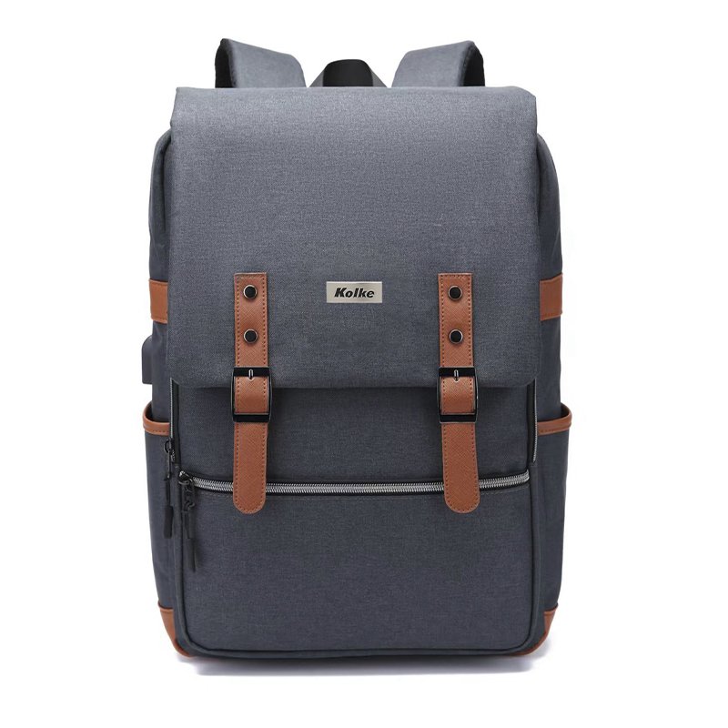 MOCHILA RIDE CON TAPA Y PRECINTOS KVM-534 GR CLARO Y MARRON