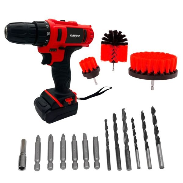 KIT TALADRO INALÁMBRICO NAPPO CON CEPILLOS NHK-184